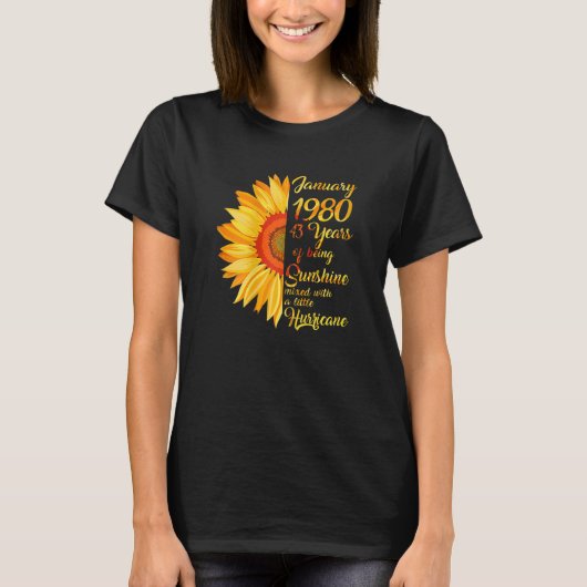 女子1月女子1980年43日誕生日43年 Tシャツ (正面)