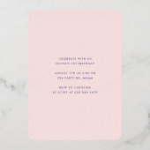 女子1歳の誕生日ピンクと金ゴールド 箔招待状 (裏面)