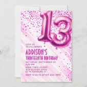 女子10代のピンク13位誕生日招待状 招待状 (正面)