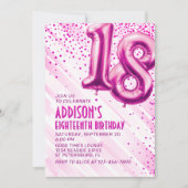 女子10代のピンク18位誕生日招待状 招待状 (正面)
