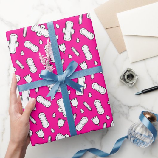 女子10代の第1期ホットピンク月経形成プリント ラッピングペーパー (ギフト)