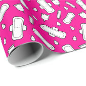 女子10代の第1期ホットピンク月経形成プリント ラッピングペーパー (ロールコーナー)