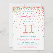 女子11歳誕生日招待状11歳 招待状 (正面)