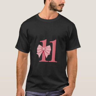 女子11誕生日ガールピンクコケットボウ11年 Tシャツ