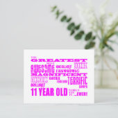 女子11誕生日素晴らしピンク11歳 ポストカード (スタンド正面)