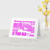 女子12誕生日:ピンクもっとも偉大12歳 カード (黄色い花)