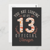 女子13誕生日が公式10代の若者 ポストカード (正面/裏面)