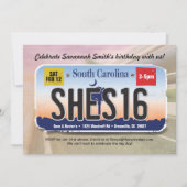 女子16誕生日サウスカロライナライセンス招待状 招待状 (正面)