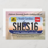 女子16誕生日サウスカロライナライセンス招待状 招待状 (正面/裏面)