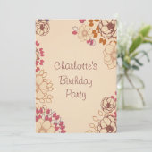 女子17誕生日かわいいモダンフローラ 招待状 (スタンド正面)