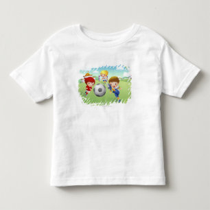 女子2人と男子遊サッカー トドラーTシャツ