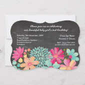 女子2歳誕生日パーティーナンバーフォト招待状 招待状 (裏面)