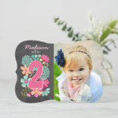 女子2歳誕生日パーティーナンバーフォト招待状 招待状 (スタンド正面)