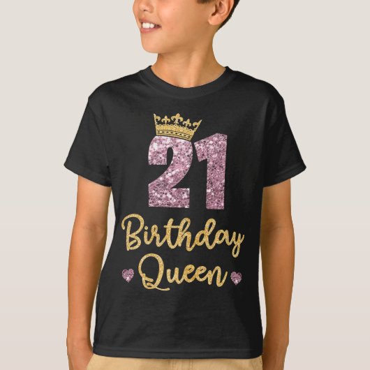 女子21誕生日クイーン21stバースデークイーン21アイ tシャツ (正面)