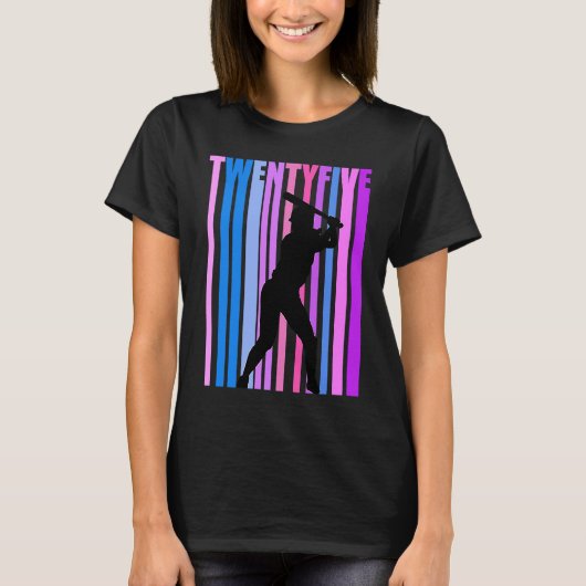 女子25期野球誕生日ソフトボールスポーツガール Tシャツ (正面)