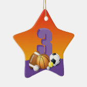 女子3歳の誕生日スポーツボール セラミックオーナメント (右)