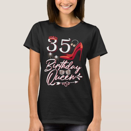 女子35誕生日クイーンおもしろい35誕生日 Tシャツ (正面)