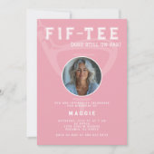 女子50歳の誕生日パーティーゴルフテーマフォトピンク 招待状 (正面)