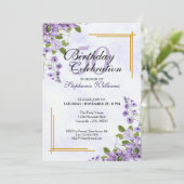 女子50歳バースデーパーティーフローラクラシックエレガント 招待状 (スタンド正面)