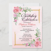 女子50歳バースデーパーティーフローラクラシックエレガント 招待状 (正面)