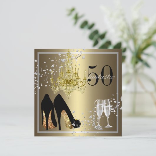 女子50誕生祝い 招待状 (スタンド正面)