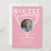 女子60歳の誕生日パーティー写真ゴルフピモダンンク 招待状 (正面)