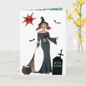 女子60番誕生日🧙♀️魔女おもしろいお願い カード (黄色い花)