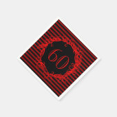 女子60誕生日黒赤渦巻形の スタンダードカクテルナプキン (角)