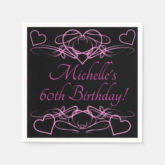 女子60誕生日 スタンダードカクテルナプキン (正面)
