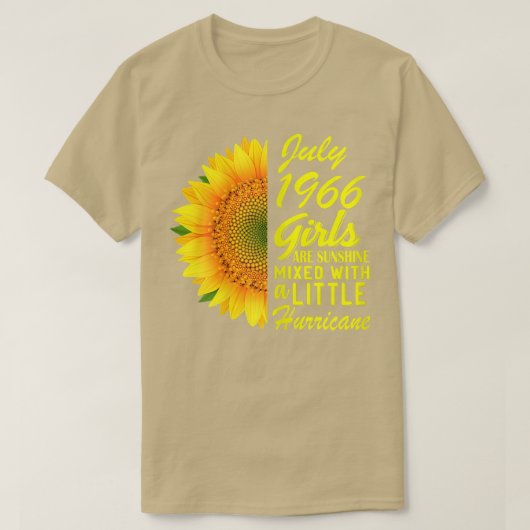 女子7月女子1966ひまわり56誕生日ギ Tシャツ (デザイン正面)