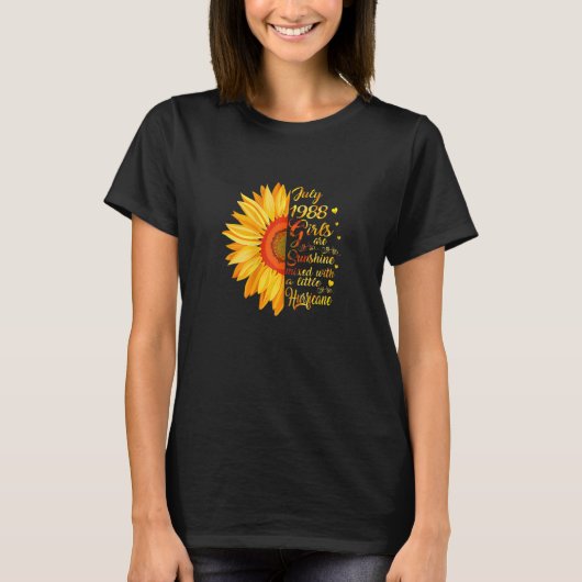 女子7月女子1988年34歳34誕生日 Tシャツ (正面)