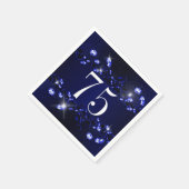 女子75誕生日ブルーブラックスパークリダイヤモンド スタンダードカクテルナプキン (角)