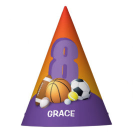女子8歳の誕生日スポーツボール パーティーハット