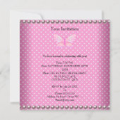 女子8誕生日バタフライピンクパールバルーン 招待状 (裏面)