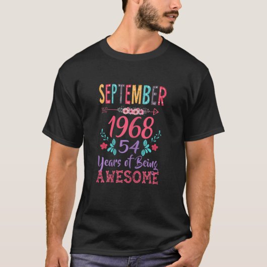 女子9月女子1968年54誕生日54年 Tシャツ (正面)