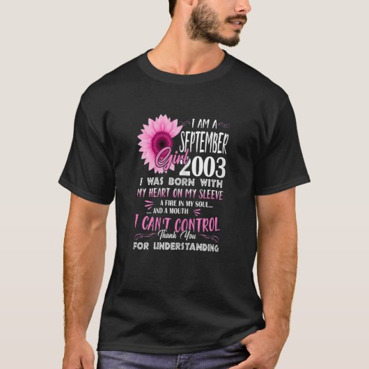 女子9月女子2003年19誕生日19年 Tシャツ (正面)
