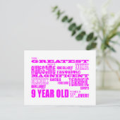 女子9誕生日：ピンク素晴らしク9歳 ポストカード (スタンド正面)