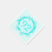 女子92位誕生日アクアブルーホワイト渦巻形の スタンダードカクテルナプキン (角)