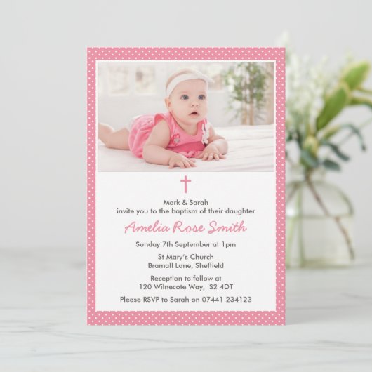 女子《キリスト教》洗礼式や命名式/バプティスマ招待状 招待状 (スタンド正面)