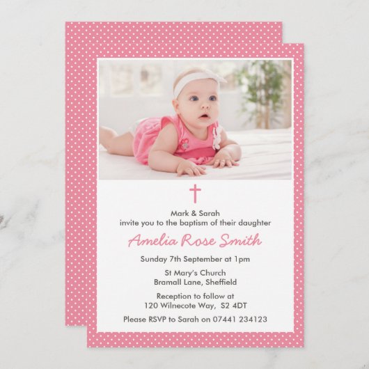 女子《キリスト教》洗礼式や命名式/バプティスマ招待状 招待状 (正面/裏面)