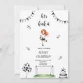 女子 サッカー フットボール 誕生日 ご招待 招待状 (正面)