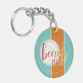 女子「ビーチお願い」バレーボパーソナライズされたール キーホルダー (正面左)