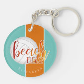 女子「ビーチお願い」バレーボパーソナライズされたール キーホルダー (裏面)