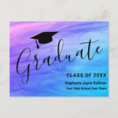 女子 ピンク パープル 卒業おめでとう ポストカード (正面)