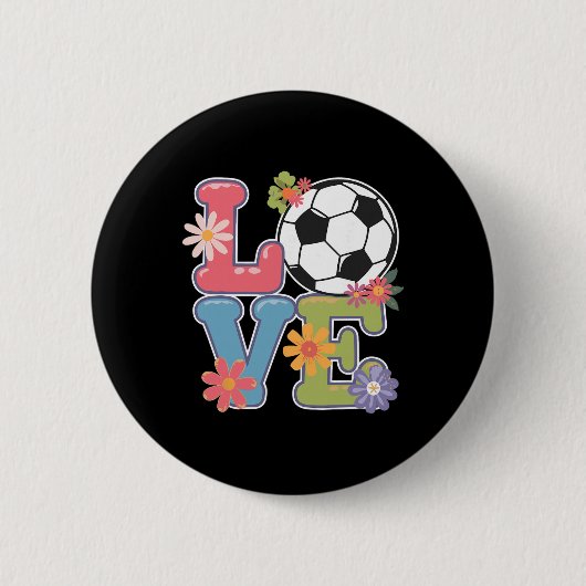 女子&女子サッカー好きのためのクールなサッカーアート 缶バッジ (正面)