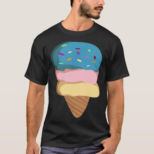 女子・女性用アイスクリームコーンアイスクリーム Tシャツ (正面)