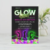 女子 glow トランポリンパークパーティー招待状 招待状 (スタンド正面)