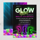女子 glow トランポリンパークパーティー招待状 招待状 (正面/裏面)