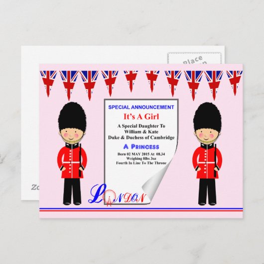 女子Aプリンセス記念王室のデザイン 案内ポストカード (正面/裏面)