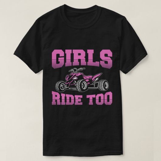 女子ATV四輪おもしろい車クワッドバイクガールズライド Tシャツ (デザイン正面)